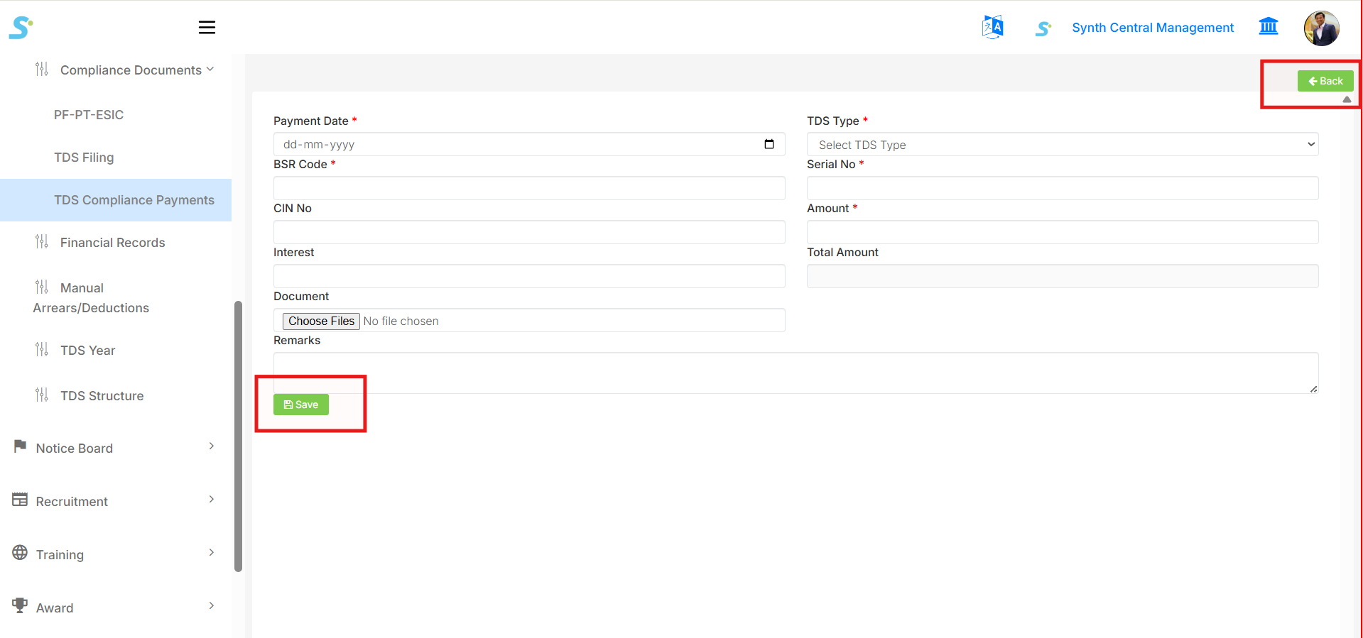 TDS Compliance Payments