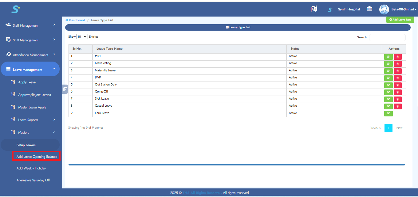 Add Leave Opening Balance