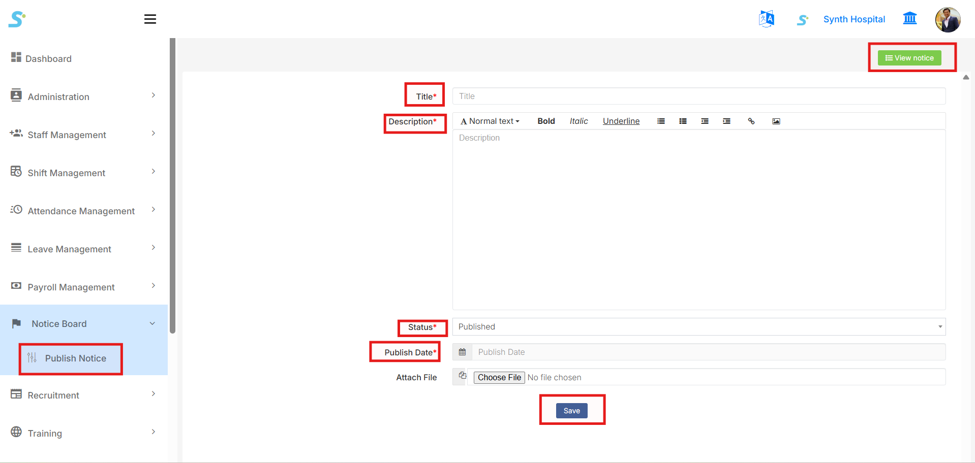 Add Notice Form