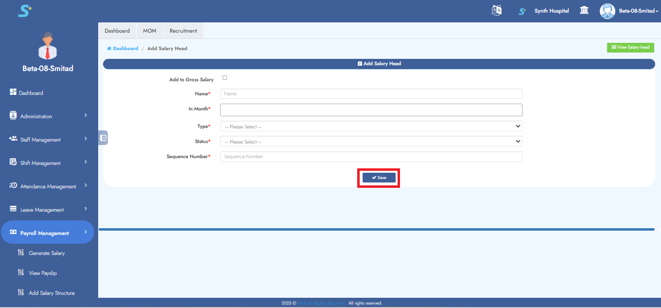Save Salary Head