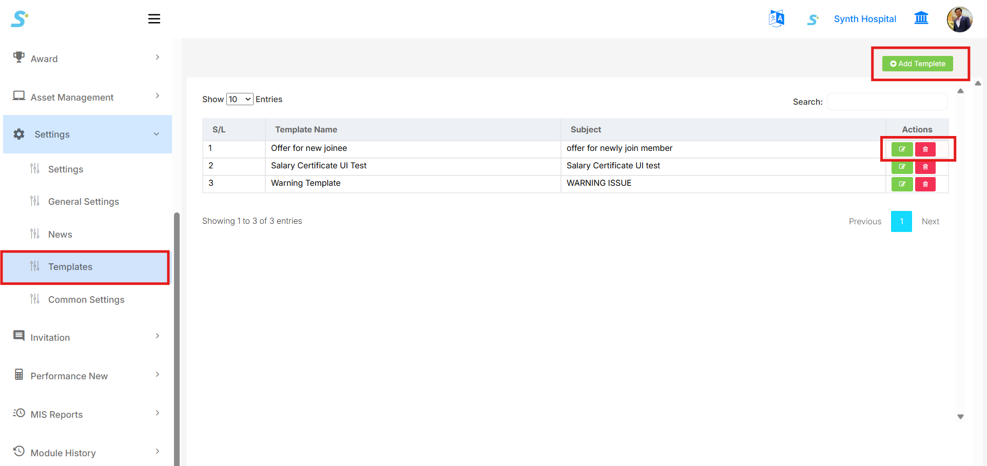 Templates List