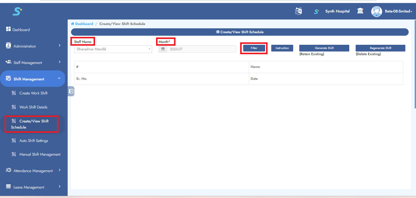 Create Shift Schedule
